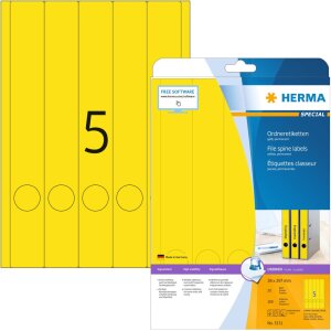 File spine labels yellow 38x297 A4 100 pcs.