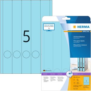 File spine labels blue 38x297 A4 100 pcs.