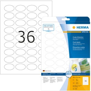 HERMA labels A4 white 40,6x25,4 mm oval...