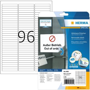 Labels white Movables-removable 63,5x8,5 A4 2400 pcs