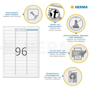 Labels white Movables-removable 63,5x8,5 A4 2400 pcs