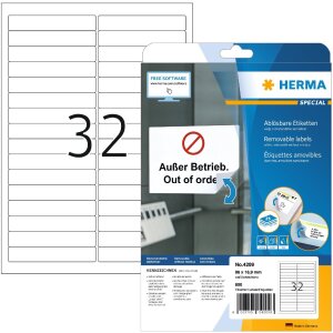 Labels white Movables-removable 96x16,9 A4 800 pcs.