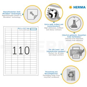 Labels white Movables-removable 38,1x12,7 A4 2750pcs