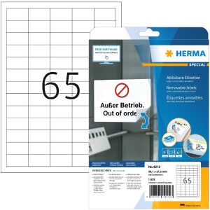 Labels white Movables-removable 38,1x21,2 A4 1625pcs