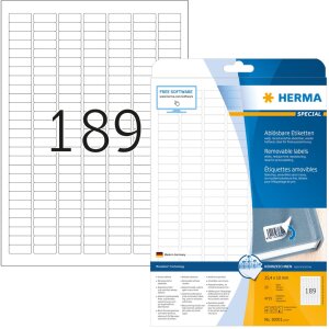 Labels white Movables-removable 25,4x10 A4 4725 pcs.