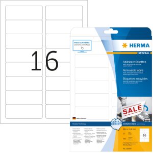 Labels white Movables-removable 88,9x33,8 A4 400 pcs