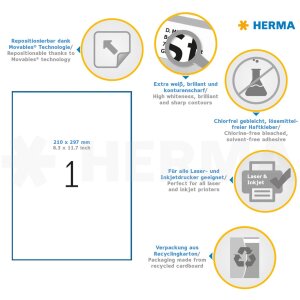 Labels white Movables-removable 210x297 A4 25 pcs.