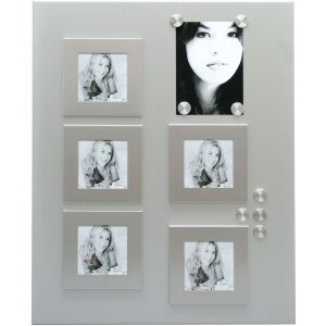 Large silver magnet board with 5 magnetic frames