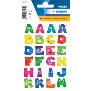 Letters 20mm A-Z paper funny faces 2 sheets