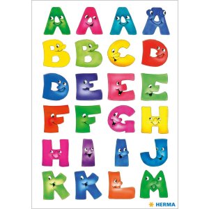 Letters 20mm A-Z paper funny faces 2 sheets