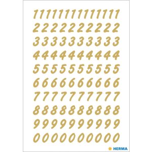 HERMA Numbers 8mm 0-9 weatherproof film transparent gold...