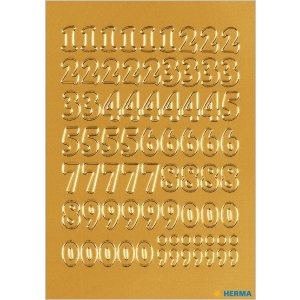 HERMA Numbers 12mm 0-9  film gold  1 sheet