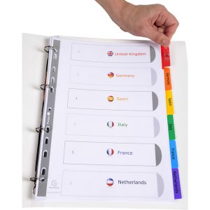 Register white cardboard personalized with reinforced colored Taben A4 6 pieces