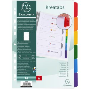 Register white cardboard personalized with reinforced colored Taben A4 6 pieces