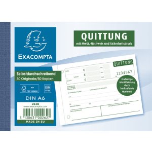 Exacompta receipt block 262B DIN A6 2 x 50 sheets