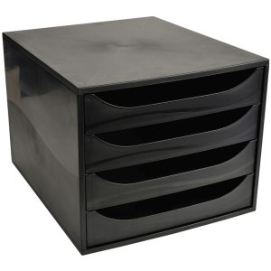 ECOBOX drawer box with 4 drawers - black