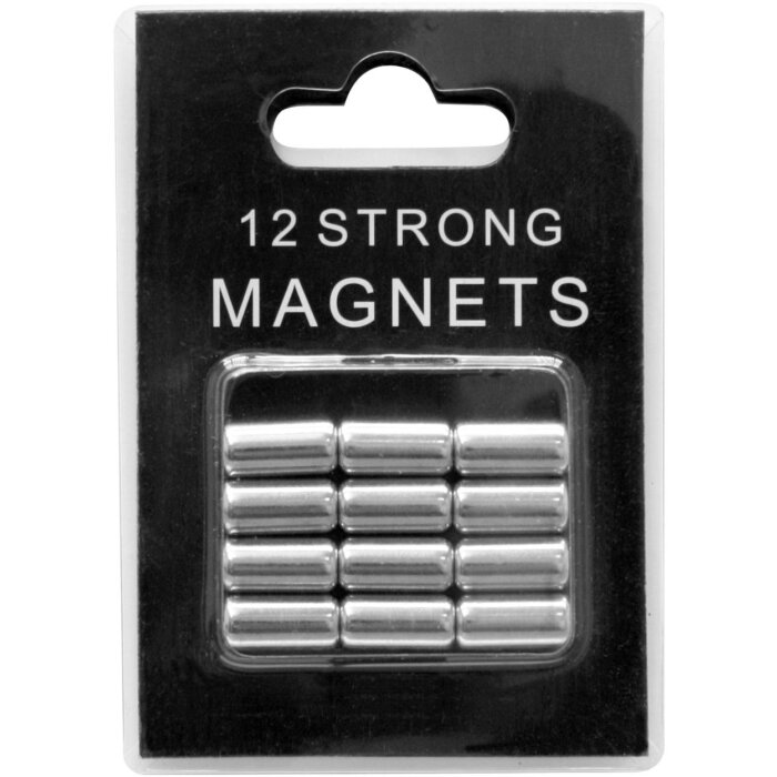 12 silver magnets in blister packaging