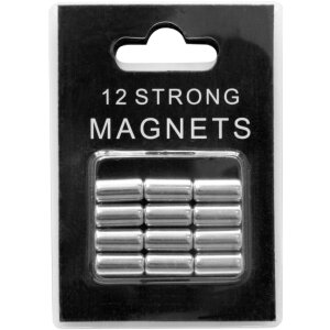 12 silver magnets in blister packaging