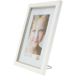 plastic frame S46A white with silver 10x15 cm