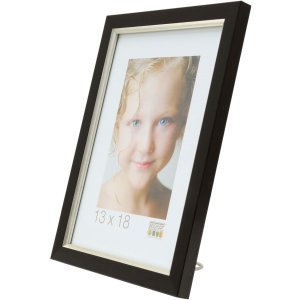 plastic frame S46A black with silver 10x15 cm