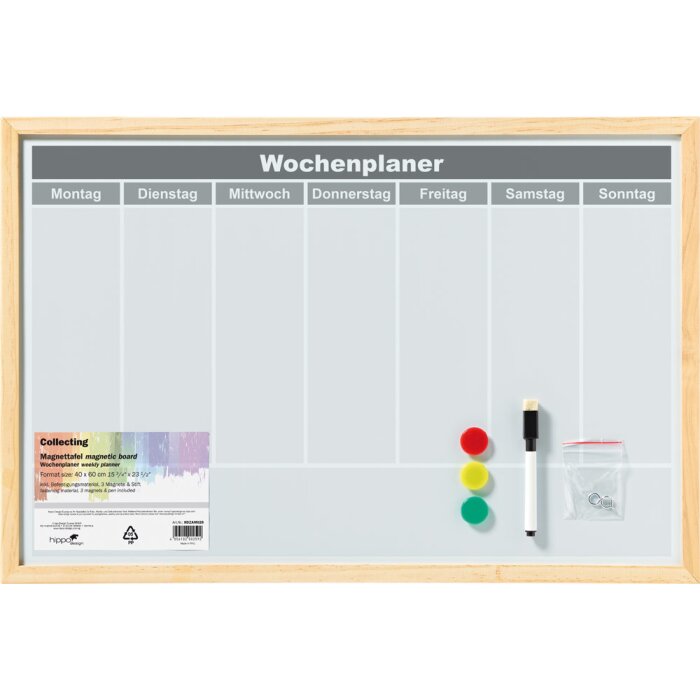 Magnetic board weekly planner 40x60 cm