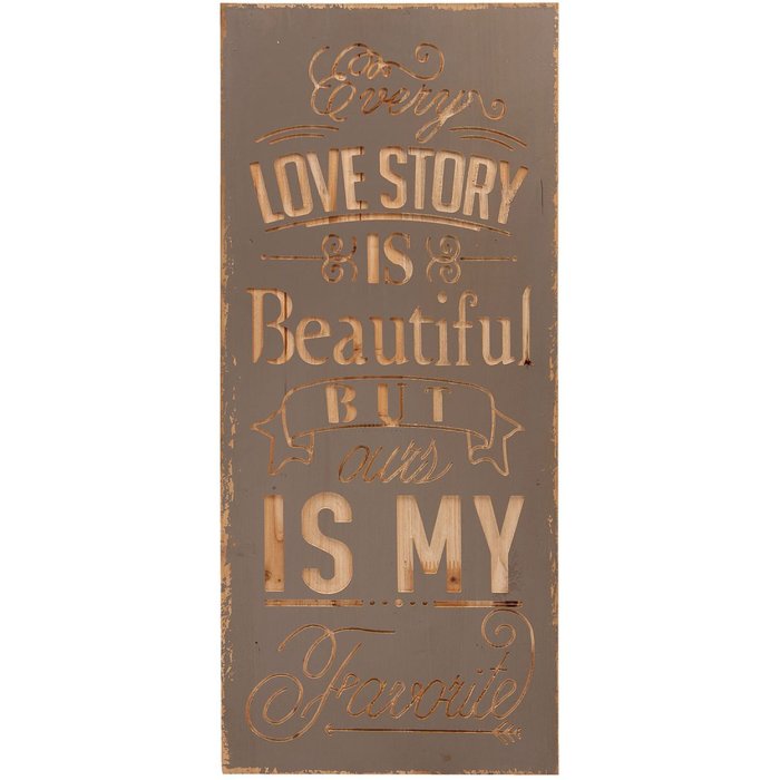 Text plate Lovestory in grey/natural - 5H0289 Clayre Eef