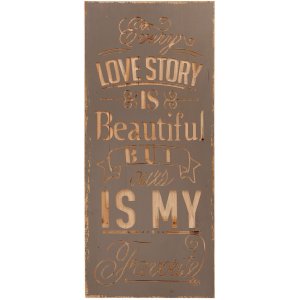 Text plate Lovestory in grey/natural - 5H0289 Clayre Eef