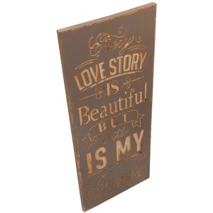 Text plate Lovestory in grey/natural - 5H0289 Clayre Eef