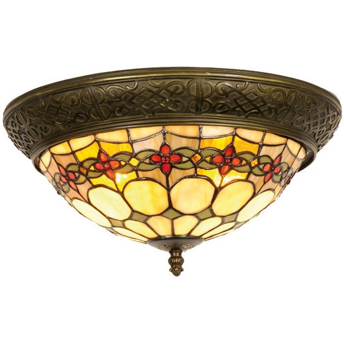 Tiffany ceiling lamp Ø 38x19 cm colourful/yellow