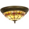 Tiffany ceiling lamp Ø 38x19 cm colourful/yellow