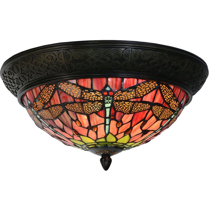 Tiffany ceiling lamp Ø 38x19 cm colourful/orange