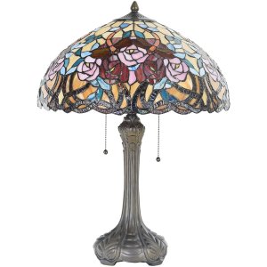 Tiffany table lamp Ø 46x64 cm colourful/red