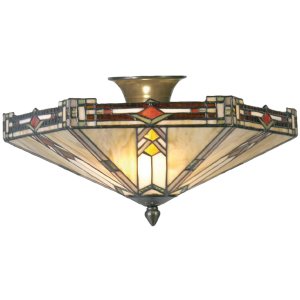 Tiffany ceiling lamp Ø 40x23 cm colourful/natural