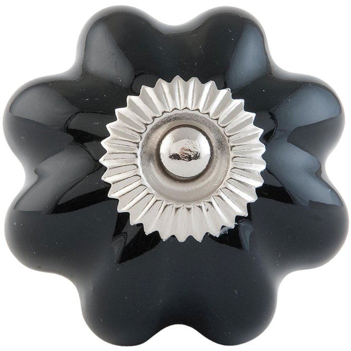 63511 - furniture knob Ø 4 cm in black/silver