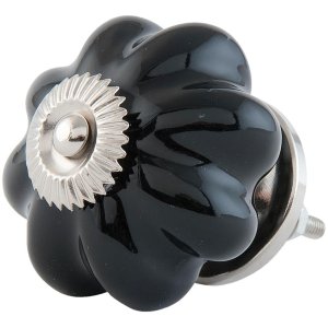 63511 - furniture knob Ø 4 cm in black/silver