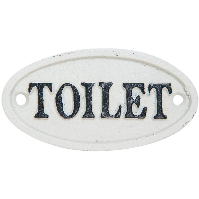 TOILET - text plate 10x5 cm iron