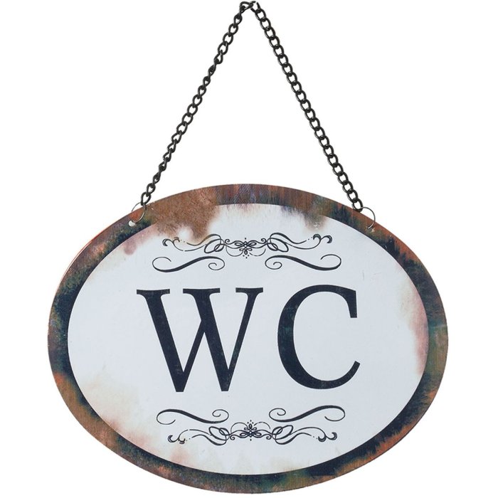 tin-plate sign WC 17x13 cm - white