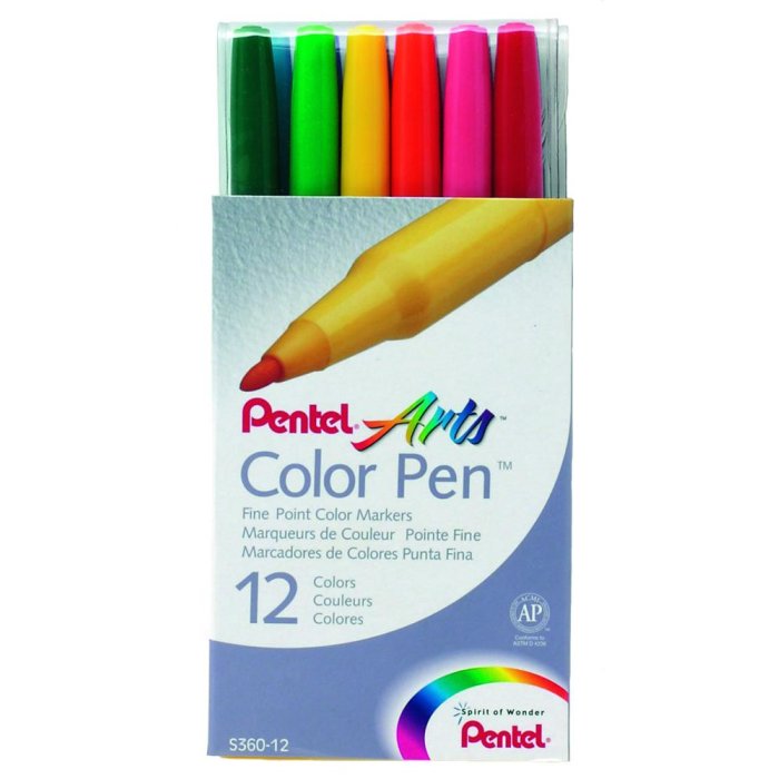 Pentel Colour Pen Set of 12 assorted 0.6 mm