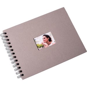 HNFD Spiral bound album BULDANA taupe ribbed 23x17 cm 40 black sides