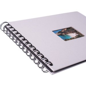 HNFD Spiral bound album BULDANA ice gray ribbed 23x17 cm 40 black sides