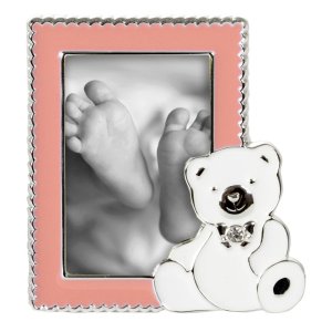 Sweet Bear baby photo frame 5x8 cm pink