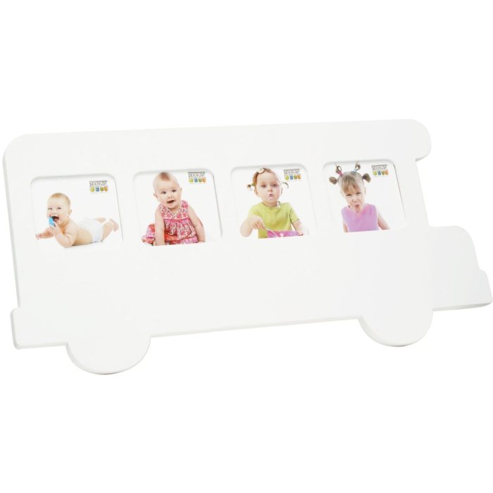 baby frame bus white wood 7,0 x8,0 cm