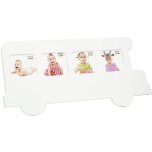 baby frame bus white wood 7,0 x8,0 cm