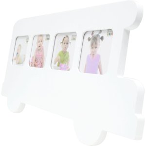 baby frame bus white wood 7,0 x8,0 cm