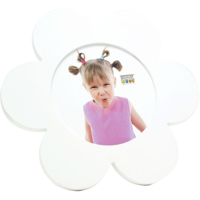 baby frame flower white wood 12 cm