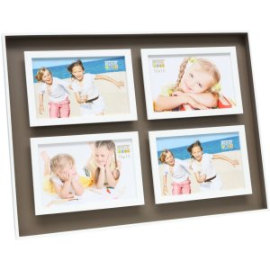 photo frame taupe-white wood 4 photos 10x15 cm