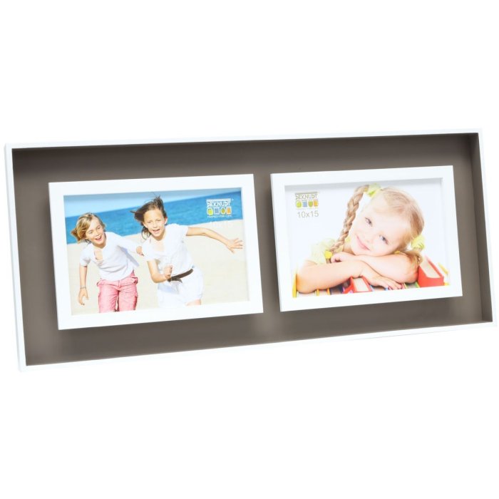 photo frame taupe-white wood 2 photos 10x15 cm