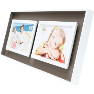 photo frame taupe-white wood 2 photos 10x15 cm