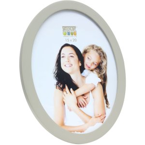 S67YV photo frame grey wood 10 cm round