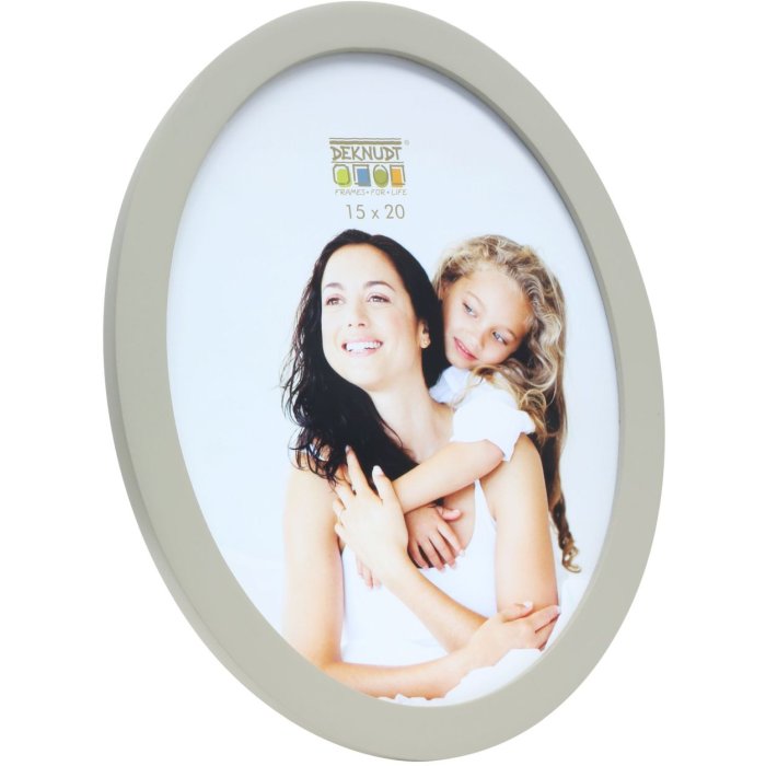 S67YV photo frame grey wood 20 cm round